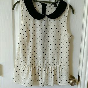 Polka Dot Peter Pan Collar Shirt